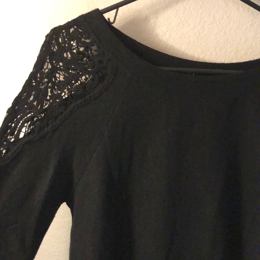 Black Long Sleeve Lace Shoulder Blouse Super Soft